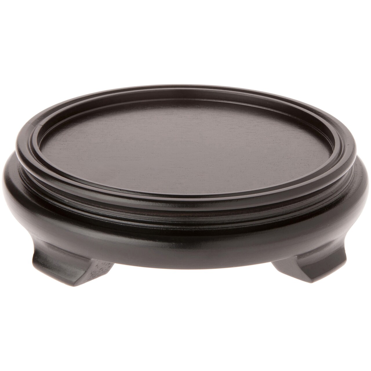 Plymor Black Round Wood Veneer Footed Display Base, 7.5" W x 7.5" D x 2" H (6" Display Diameter)